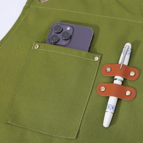 Aprons for Women Men with Large Pockets (Army Green)
