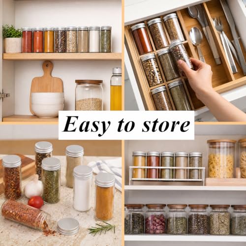 12 Pack Round Spice Bottles 3oz Glass Spice Jars with Silver Metal Lids