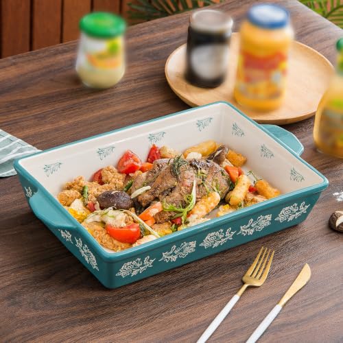 Casserole Dish Baking Dish Ceramic Lasagna Pan Bakeware Sets Baking Dishes 13x9 Baking Dish Baking Dish Set (Turquoise)