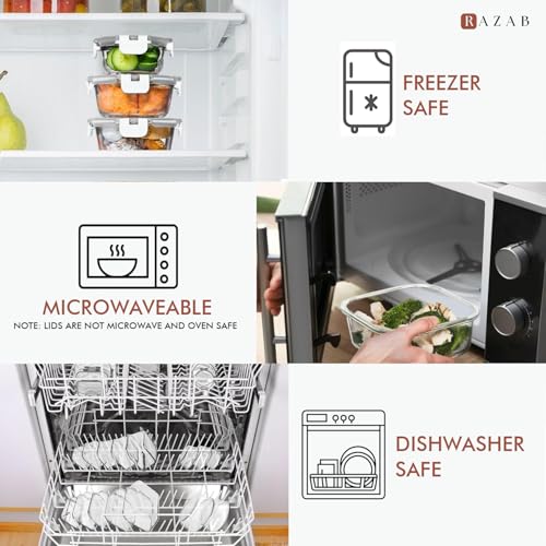 30 PC Glass Food Storage Containers with Lids (White)