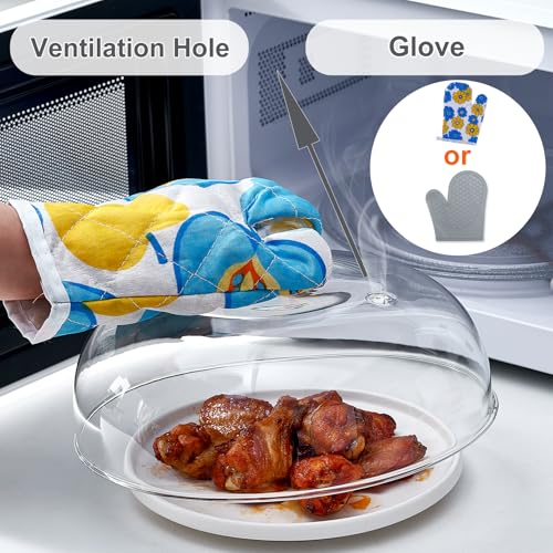Light 10 Inch Borosilicate Glass Microwave Splatter Guard Cover for Food