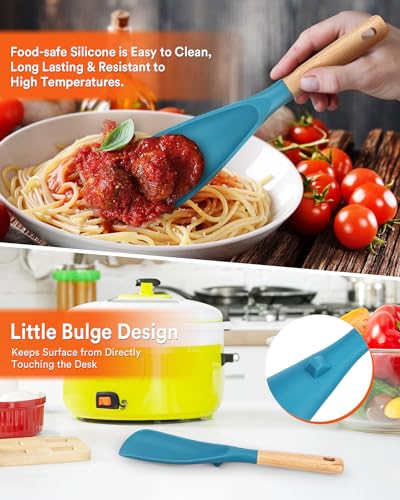 Cooking Spoon and Rice Scooper for Nonstick Cookware (Turquoise)