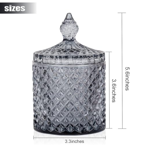 2 Pack Qtip Holder Apothecary Jars with Lid (10 oz (2 pack) / Grey)