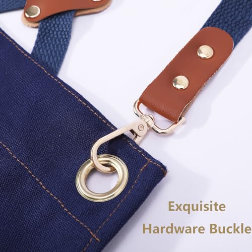 Aprons for Women Men with Large Pockets (Dark Blue)