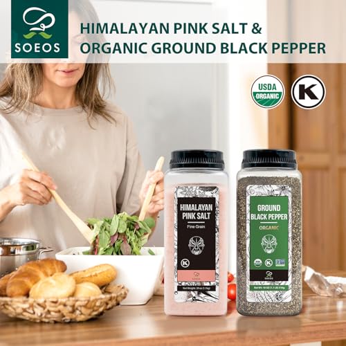 Pink Salt 39 Oz + Organic Ground Black Pepper 18oz (28.5 Ounce (Pack of 2))