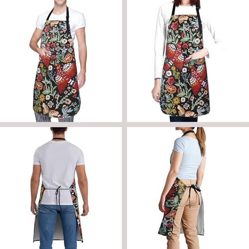 National Bird Adjustable Apron Flowers Printed Kitchen Cooking Griling Apron with Pockets (33" x 28"(Pack of 1) / National Bird Black)
