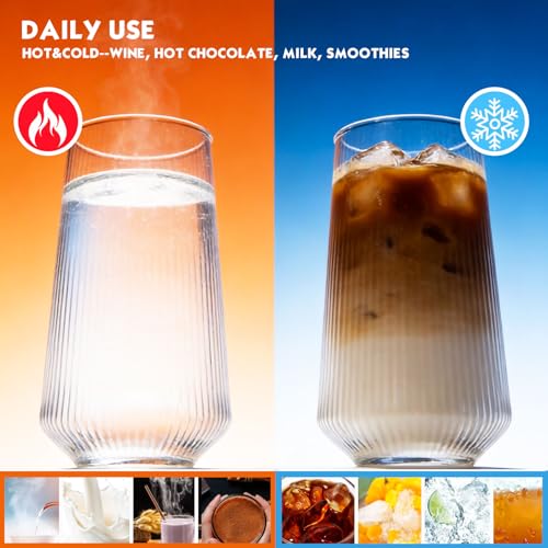 Borosilicate Drinking Glasses Set of 6 (clear-16oz)
