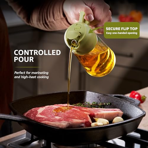 16 oz Glass Olive Oil Sprayer for Cooking (Green)