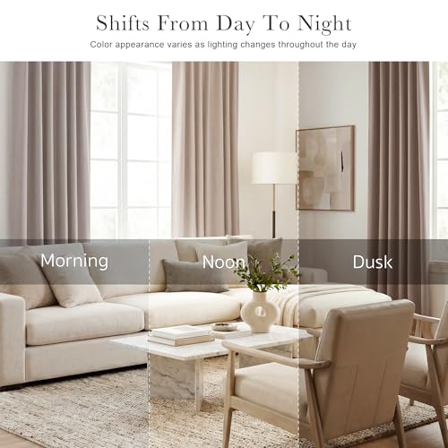 Blackout Curtains Thermal Insulated Window Treatment Panels Room Darkening Blackout Drapes for Living Room Back Tab (Light Taupe / 52"W x 54"L (Pack of 2))