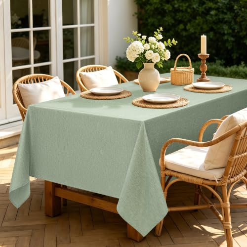 Sage Green Linen Textured Tablecloth Rectangular 52 x70 Inch (Sage Green / 70" x 52" (Rectangular))