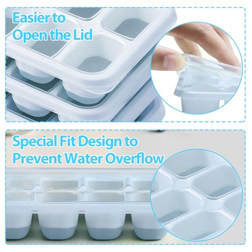 Ice Cube Tray with Lids (Blue / 4Pack-7.2"*4.1"*1.3")