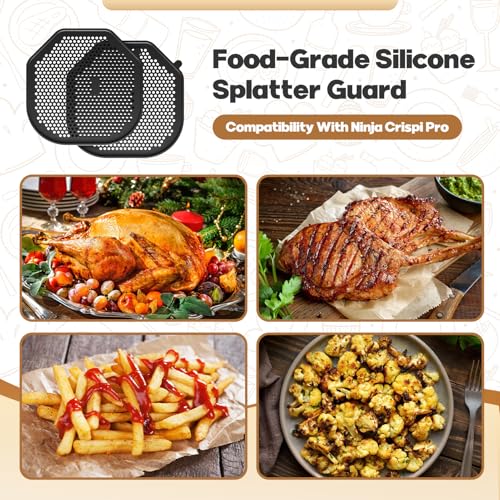 2 PCS Silicone Splatter Shields for Ninja Crispi Pro AS101CY (Black)