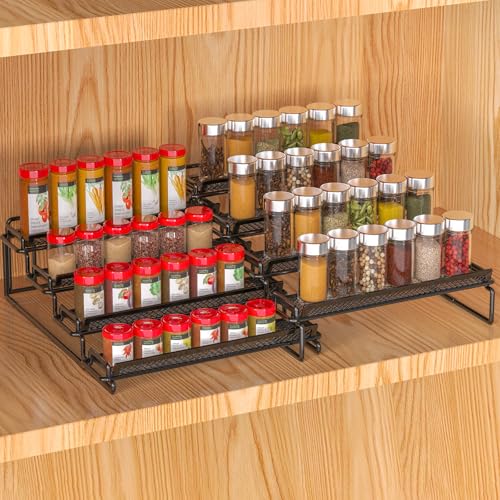 2 Pack Spice Rack Organizer for Cabinet (Black / S&L)