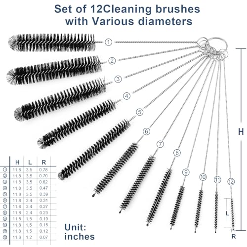 Straw Cleaner Brush Set (11.8 Inch Black)