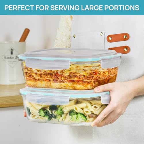 2Pack 2260ml 76.4oz Extra Large Glass Storage Containers (Green / 76.4oz)