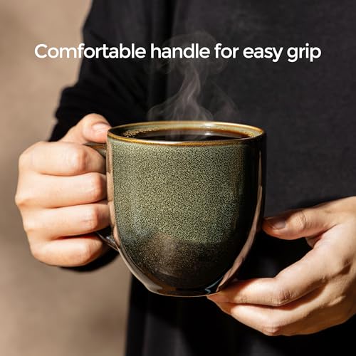 Ceramic Coffee Mugs Set of 6 (Olive Green / 12 OZ (Set of 6))