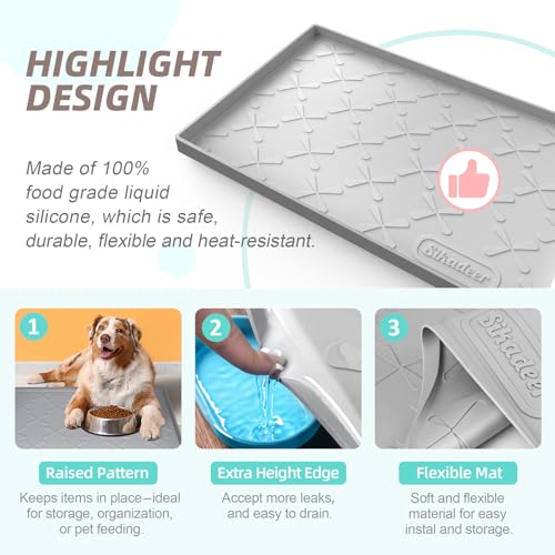 Waterproof Under Sink Mat 31" x 22" Kitchen Cabinet Liner Silicone (White / 31"W x 22"L)