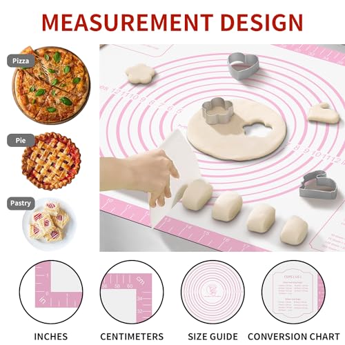 Non stick Silicone Pastry Mat (Pink / 26"L x 16"W)