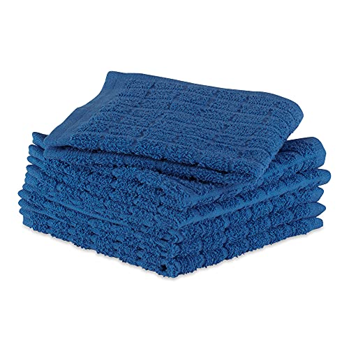 Basic Terry Collection Solid Windowpane Dishcloth Set (Blue / 12x12")