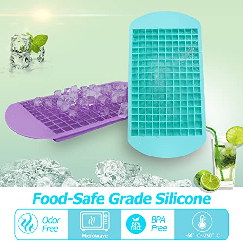 Silicone Mini Ice Cube Trays 2 Pack (Purple, Blue)