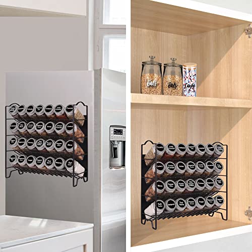 4 Tier Magnetic Spice Rack Organizer with 28 Spice Jars (4 Tier)