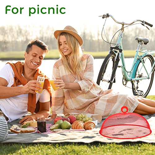 8 Pcs Metal Mesh Food Covers Tent Umbrella 11 Inch (Red, Green, Blue, Black)