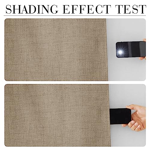 Burlap 100% Blackout Linen Curtains 72 Inch Long for Bedroom (Burlap / 52"W x 72"L (Pack of 2))