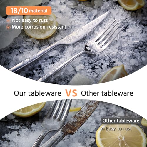 24 Piece Silverware Set for 4 with Steak Knives (Silver / 24-Piece)