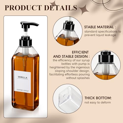 6 Pcs Syrup Dispenser Bottles (25.4 oz / Prismatic)