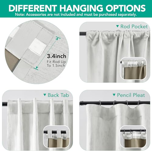 Deoconovo 100% Blackout Curtains for Bedroom Sliding Door 108 Inch Long (Silver Grey/100% Blackout / 50"W x 108"L (Pack of 2))