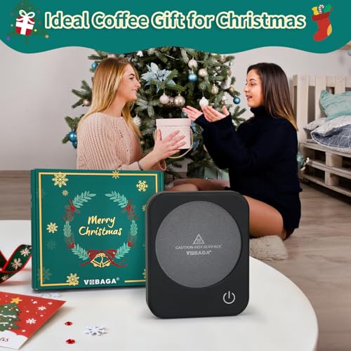 Coffee Mug Warmer with Auto Shut Off & 3 Temp Settings (Black Xmas)