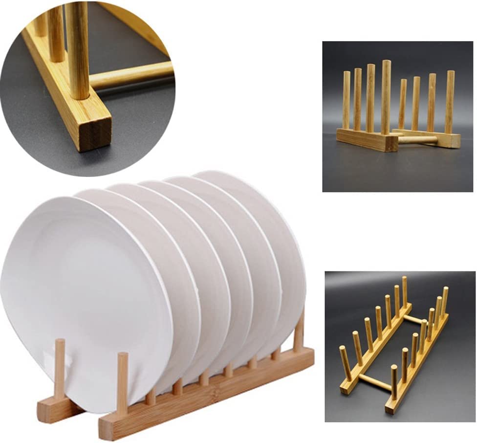 Bamboo Wooden Dish Rack Drying for Kitchen Dish (Small-2pc)