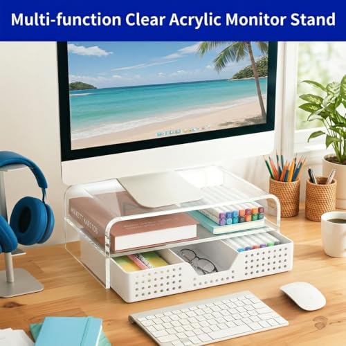 Desk Organizer and Accessories (Transparent 1-Pack / 18" x 9.1" x 5.6")