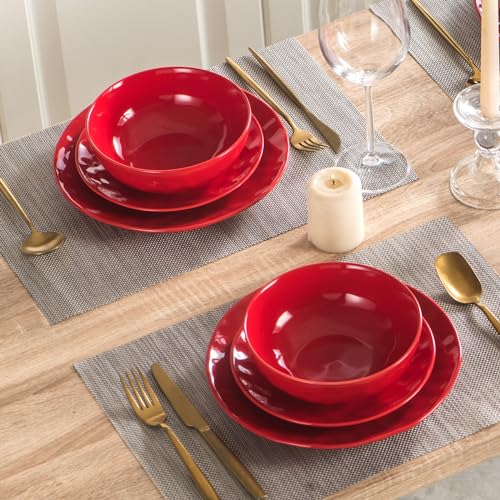 Ceramic Dessert Salad Plates (Red)
