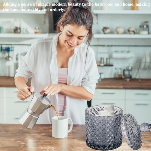 2 Pack Qtip Holder Apothecary Jars with Lid (10 oz (2 pack) / Grey)
