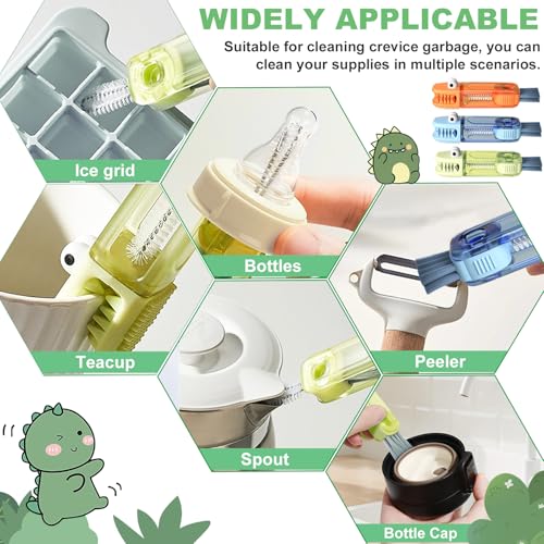 3 in 1 Cup Lid Gap Cleaning Brush (Blue, Orange, Green(3pcs))