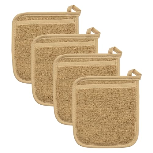 Terry Pocket Mitt & Hot Pad (4-Pack / Straw)