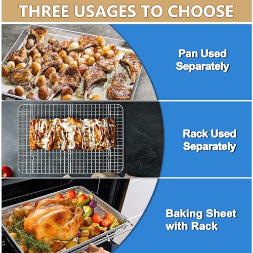 17.5 + 16 + 10.4 Inch Cookie Baking Sheet Pan with Wire Rack (17.5 + 16 + 10.4 Inch)