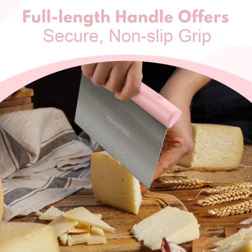 Multi Purpose Stainless Steel Bench Scraper Dough Blender & Pastry Cutter (Pink)