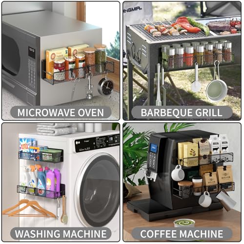 Magnetic Spice Rack for Refrigerator (Black / 2 Pack)