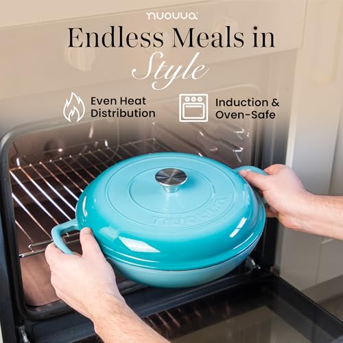 Shallow Cast Iron Casserole with Lid (Blue / 3.7-Quart - Shallow)