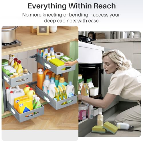 2 Pack Under Sink Organizer (Grey / 2 Pack)
