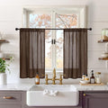 Brown Linen Short Curtains 36 Inch Length for Window (Brown / 30"W x 36"L (Pack of 2))