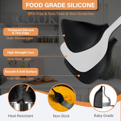 Large Silicone Kitchen Utensils Set (Black)