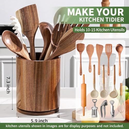 Acacia Wood Utensil Holder (Acacia)
