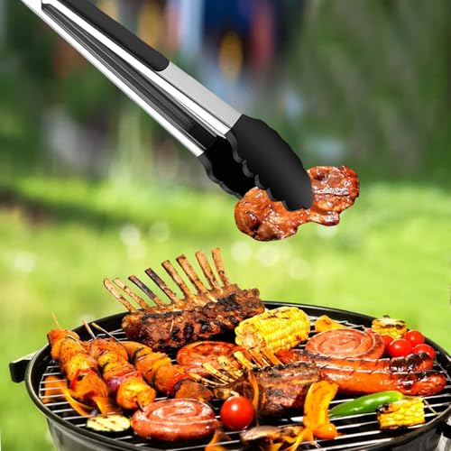 Red Stainless Steel Tongs Heat Resistant Kitchen Tongs Set (Red / 9" & 12" inch)