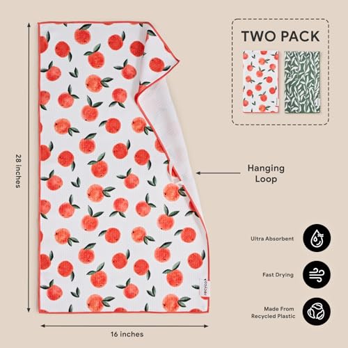Waffle Kitchen Towel Set of 2 (Peachy Leaves)