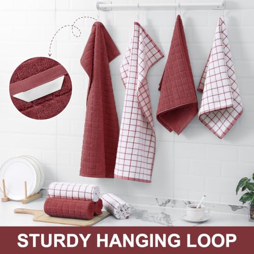 Large Premium Cotton Kitchen Towels 16"x 28" (Rust / 16" X 28" - 12 Pack)