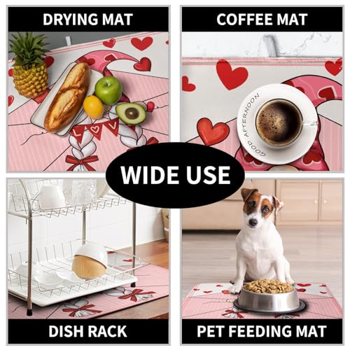 Valentine's Day Love Letter Dish Drying Mat for Kitchen Counter (Valentine Letter / 16" x 18")