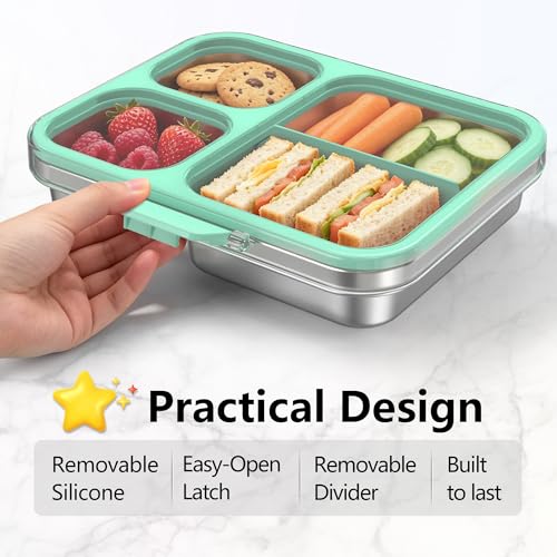Stainless Steel Bento Lunch Box 3 (Green / 34oz (1000ml))